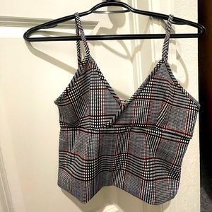 Striped plaid crop tank
